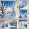 1 st Vinterlandskap Duschdraperi Snöscen Tryckt Badrumsdraperi Polyestertyg Vattentätt Heminredningsdraperi