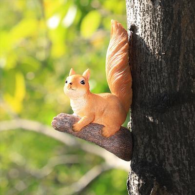 Garden Statue Squirrel Figurine Weatherproof Yard Art Decor Animal Sculpture for Backyard