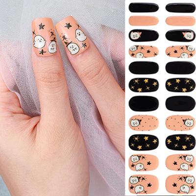 Halloween Nägel Aufkleber Nagellack Streifen Semi-Cured Gele Nagelstreifen Maniküre Aufkleber Vollständige Nagel Wraps für Frauen