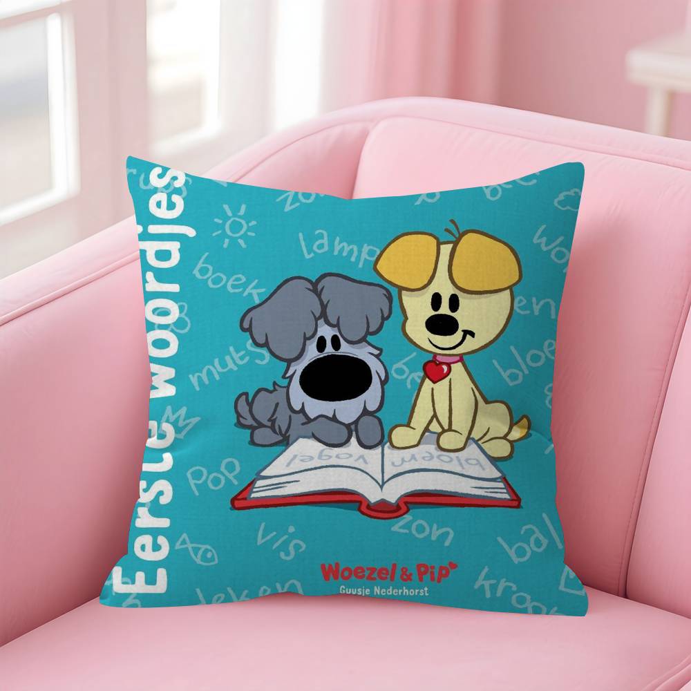Anime Woezel And Pip  Pillow Cover Sofa Cushion Cover Home Room Decoration Children Gift