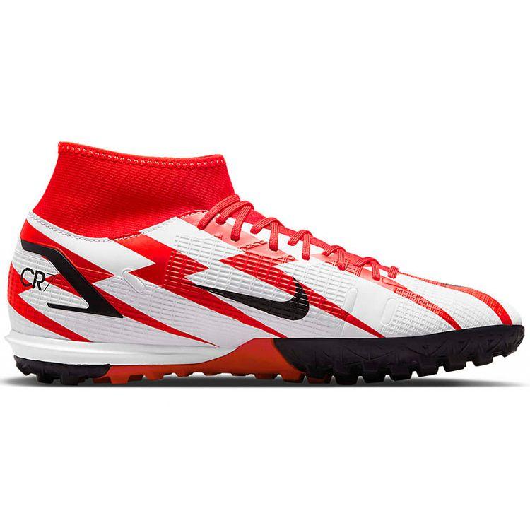 Nike Mercurial Superfly 8 Academy CR7 Round Toe Lace-Up Professional TF Soccer Shoes Unisex Soccer Shoes Black White Red DJ4683-600