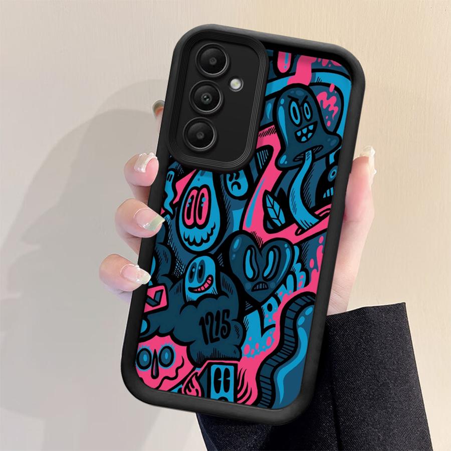 Case for Samsung Galaxy A16 A53 A54 A51 A73 A26 A32 A71 A72 A12 A13 A15 A23 A35 A36 A34 A56 Phone Cover Green Graffiti Pattern