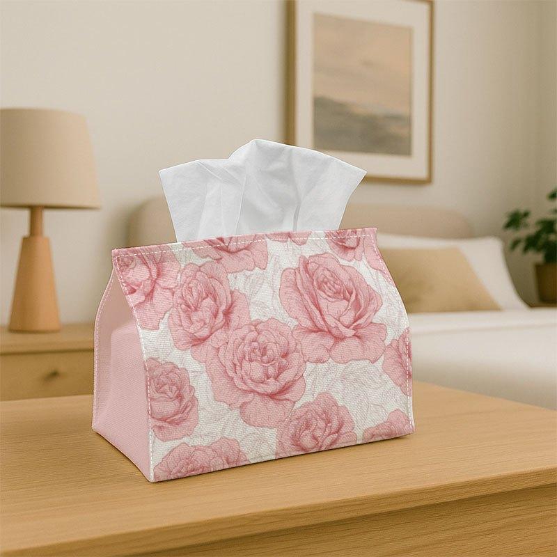 1pc Tissue Box Holder with a Pink Rose Line Art Design - A Versatile Napkin Dispenser Suitable for Home Gatherings, Car Decoration - A Stylish Tissue