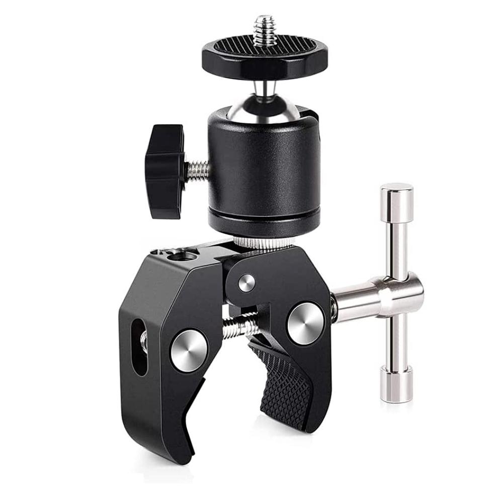 

ERIKOLE Super Clamp with 360° Mini Ball Head Quick Release Clamp Bracket Tripod Mount 1/4 Screw Clip for DSLR Camera Gopro