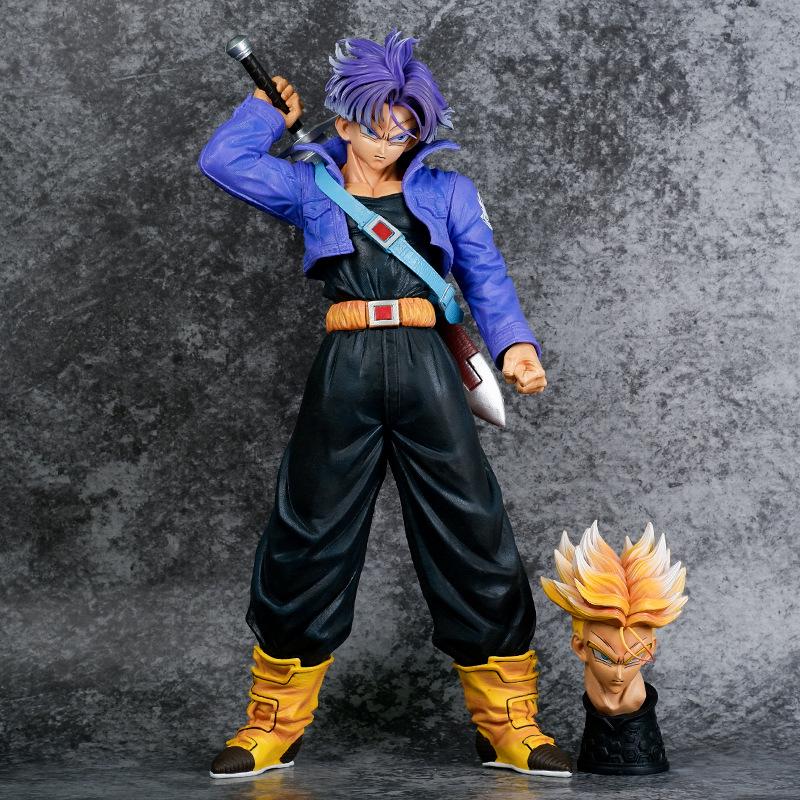 43cm Anime Dragon Ball Z Super Saiyan Trunks 2 Heads Ver. PVC Action Figure Battle Statue Collection DBZ Model Toys Doll Gifts
