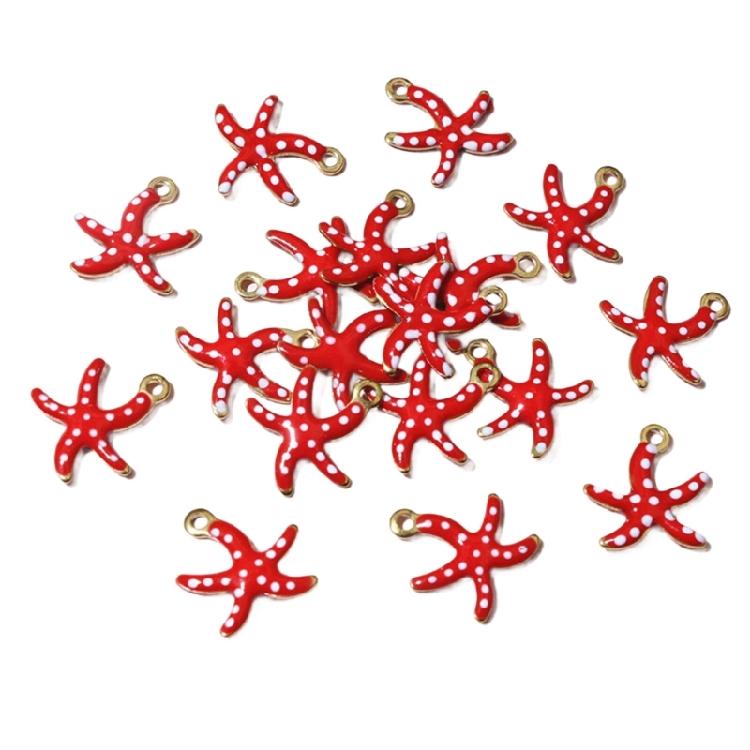 20PCS Colorful Starfish Pendant Unique Star Necklace Pendant Stainless Steel Texture for Home Decors and Own Collection