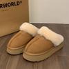 Thick-soled Fluffy Slippers Women Wear Snow Boots Bag Head Half Slippers Women's 2025 New Winter Velvet Cotton Slippers