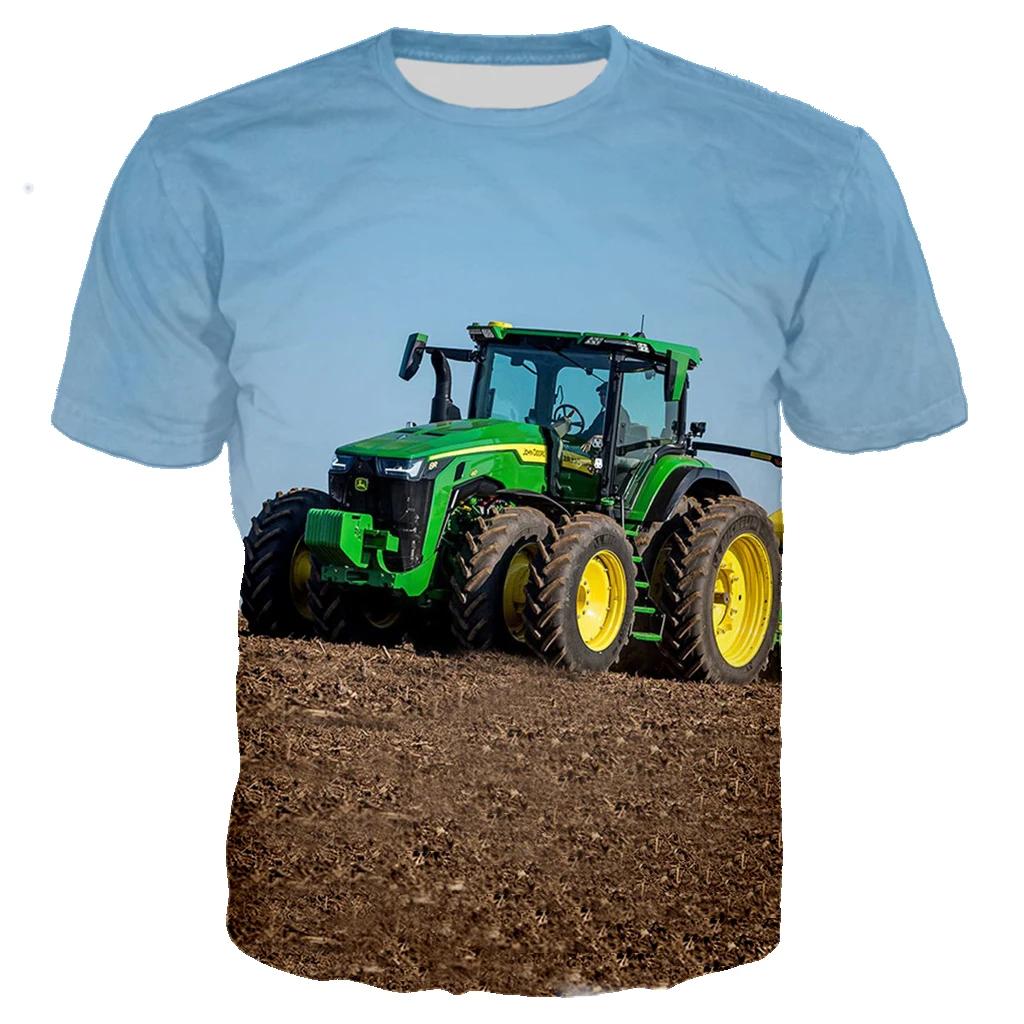 

Novelty street T-shirt tractor truck 3D printing Harajuku breathable sports fashion casual short sleeve men s summer cool XS