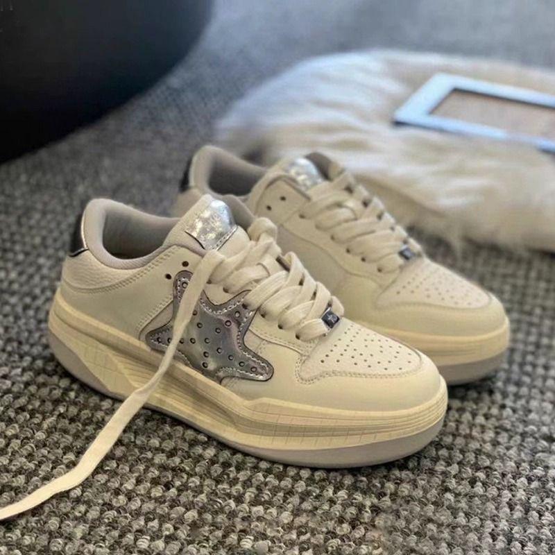 

thick-soled bread shoes women s spring versatile breathable little white shoes color matching flat-soled sports and leisure starfish board shoes tide 40