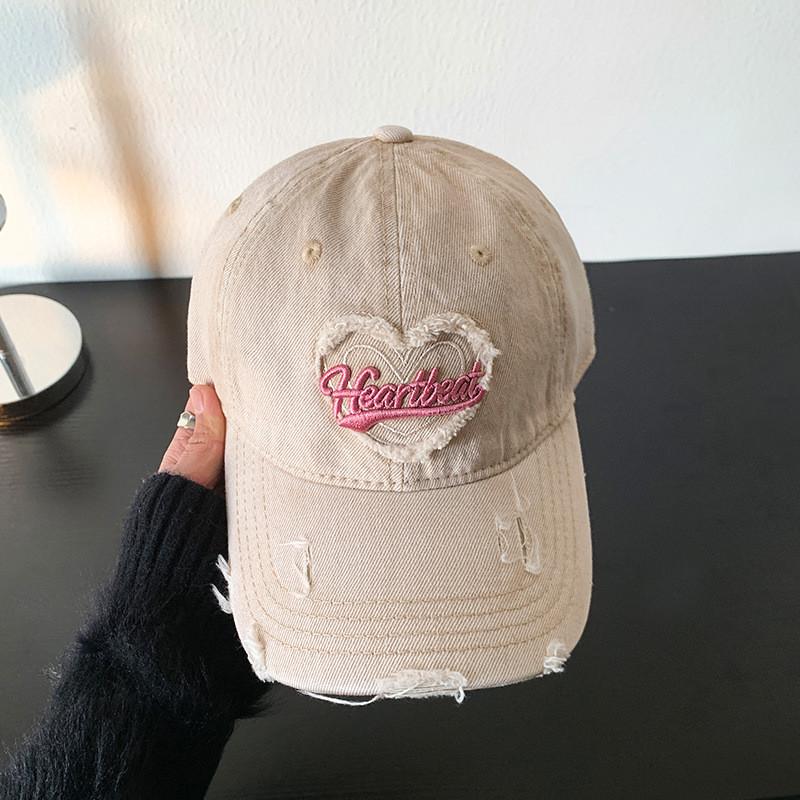 Casual Vintage Wash Denim Cap Women With Unique Distressed Look For Wear Daily