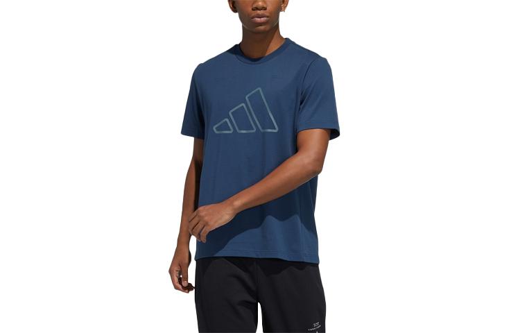 Adidas T Shirts Men s Navy Blue Crew Neck Moderate Straight Fit GP0984 L