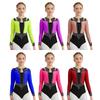 Body da Ginnastica Artistica per Ragazze - Strass Lucenti Manica Lunga Schiena a Goccia Body per Pattinaggio Artistico & Esibizione Scenica