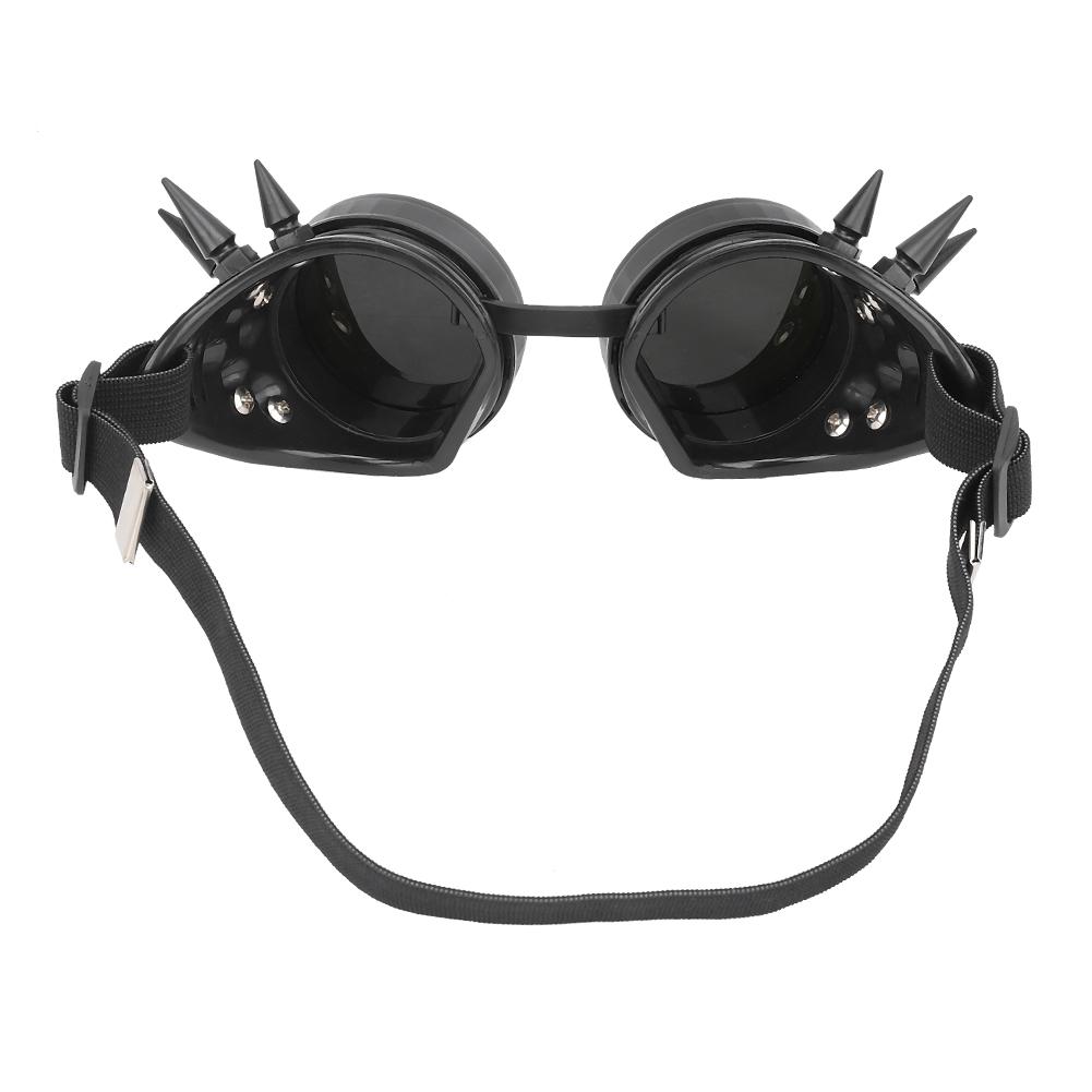ABS Industrial Vintage Spiked Steampunk Unique Goggles Cycling Glasses Double Layer Windproof SunglassesBlack