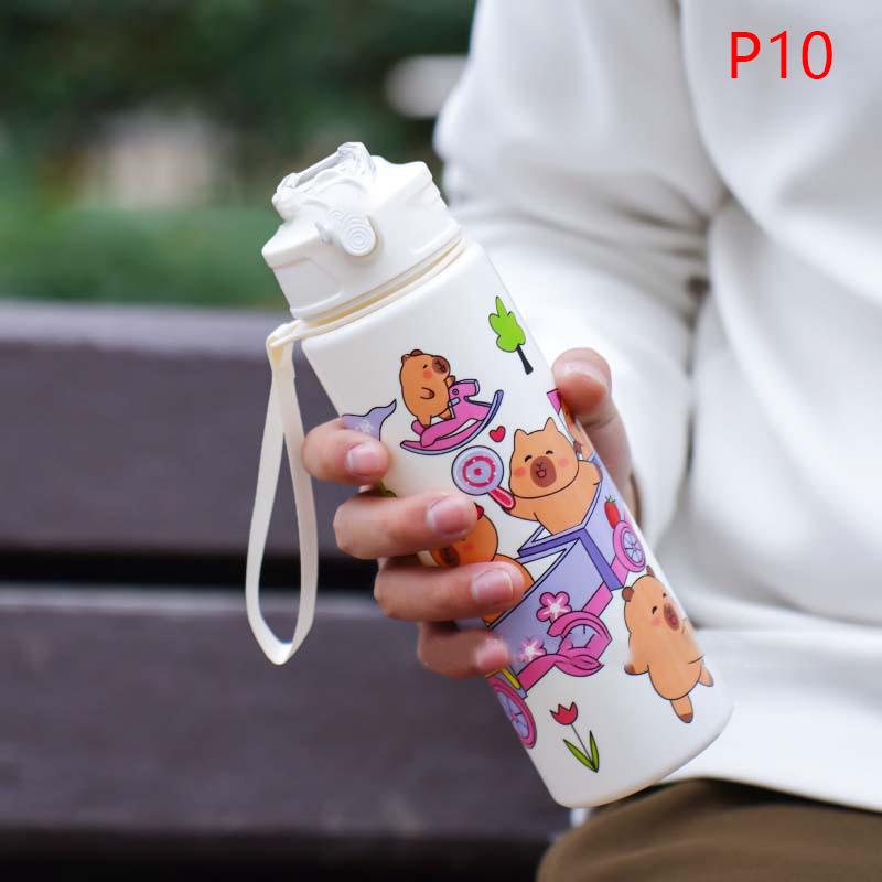 Sticlă de apă Capibara 750 ml Etanșă Drăguță Sticlă de băut cu pai și curea de transport pentru camping în aer liber, sport și fitness Fără BPA