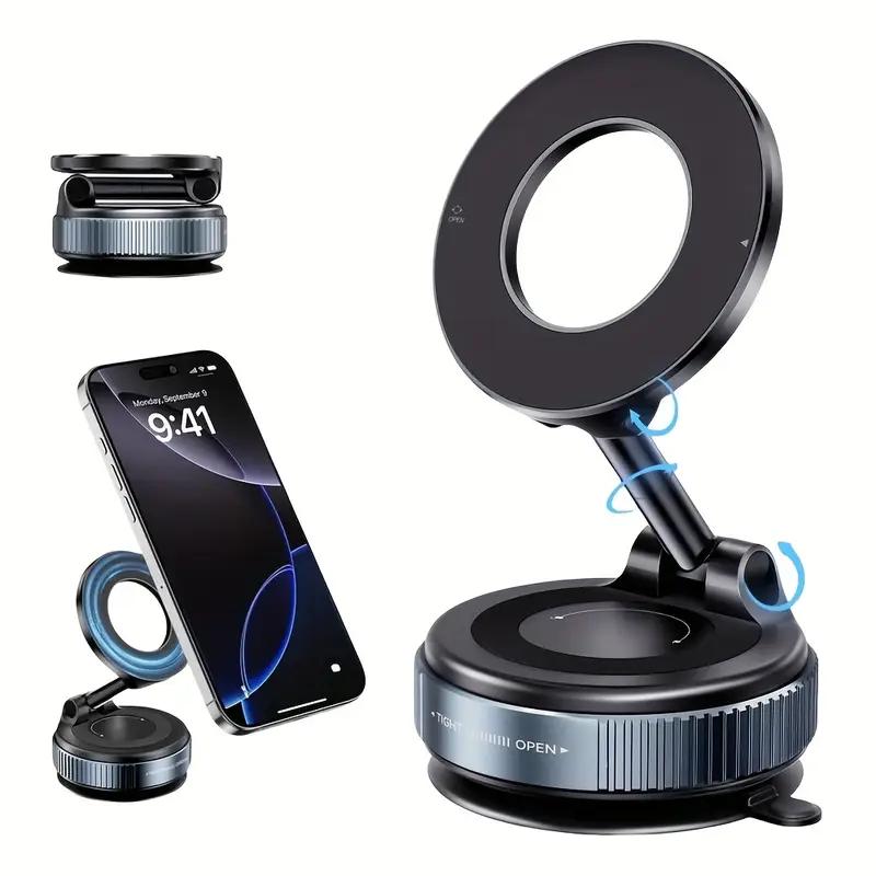 

[Upgrade 360° Phone Holder] 360° Adjustable Vacuum Magnetic Mount Car Phone Holder Upgrade Version Compatible with Cars Mirrors чорний