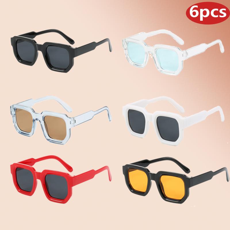 

6Pack Women Classical Small Square Sun Glasses Outdoor Sports Cycling Shades Sunglasses UV400 Colorful Lens Eyewear Unisex