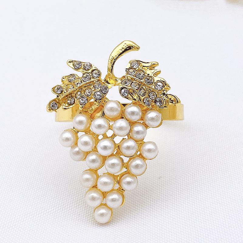 8pcs/lot Pearl Grape Napkin Ring Metal Napkin Button Cloth Napkin Ring Table Desktop Decoration
