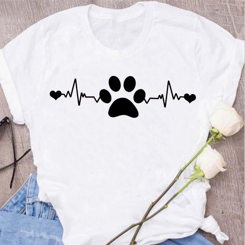 Womens Black Dog Claw Printed Tshirt Leopard Love Printed Christmas Reindeer Design Short Sleeve Casual Holiday Tshirt