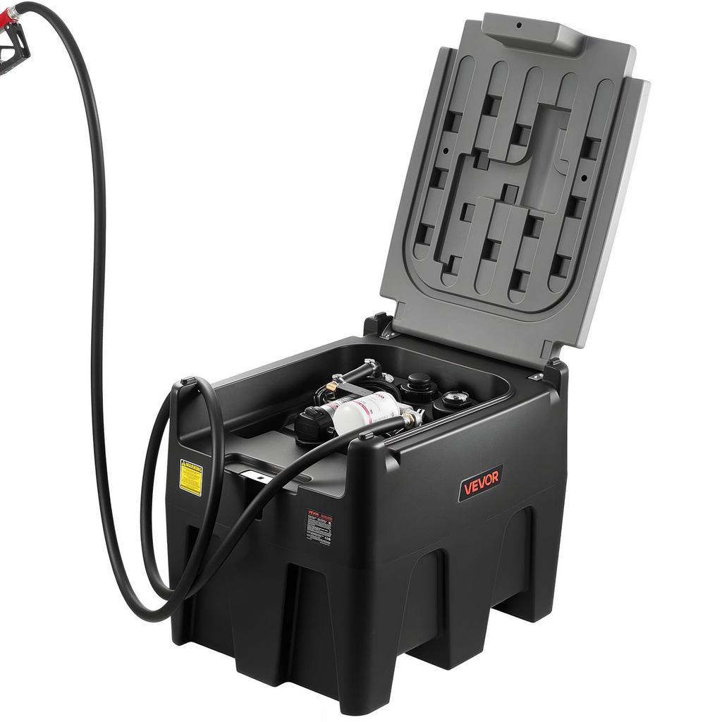 VEVOR Portable Diesel Tank, 220L Capacity & 10 GPM Flow Rate, Fuel Tank with 12V Electric Transfer Pump and 4 M Hose