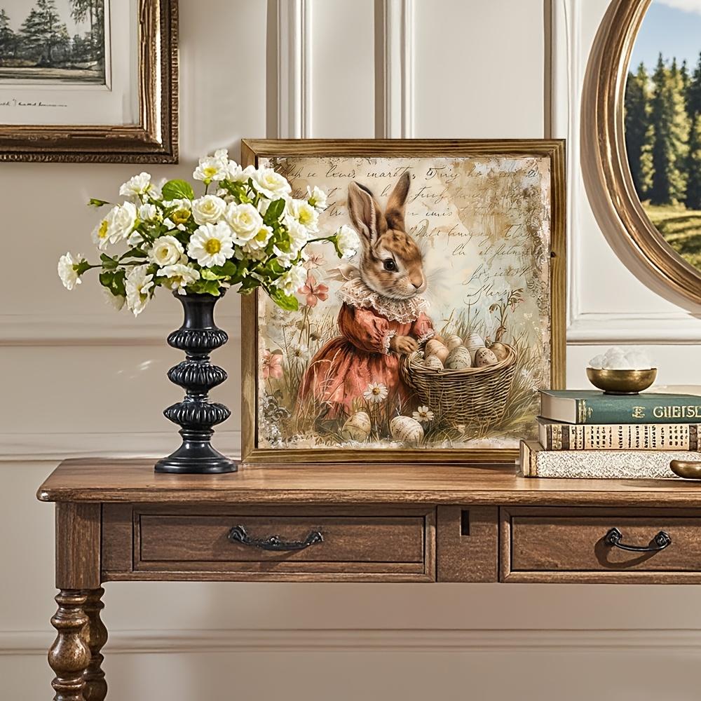 1 Art Deco Easter Bunny Egg Wooden Wall Carving-Christmas and Thanksgiving Holiday Home Decor, Inspired Wall Art for Living Room