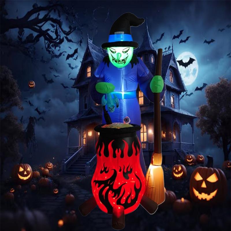 Inflatable Toy Evil Witzard Halloween Inflatable Model Luminous Inflatable Model Halloween Atmosphere Decoration Model