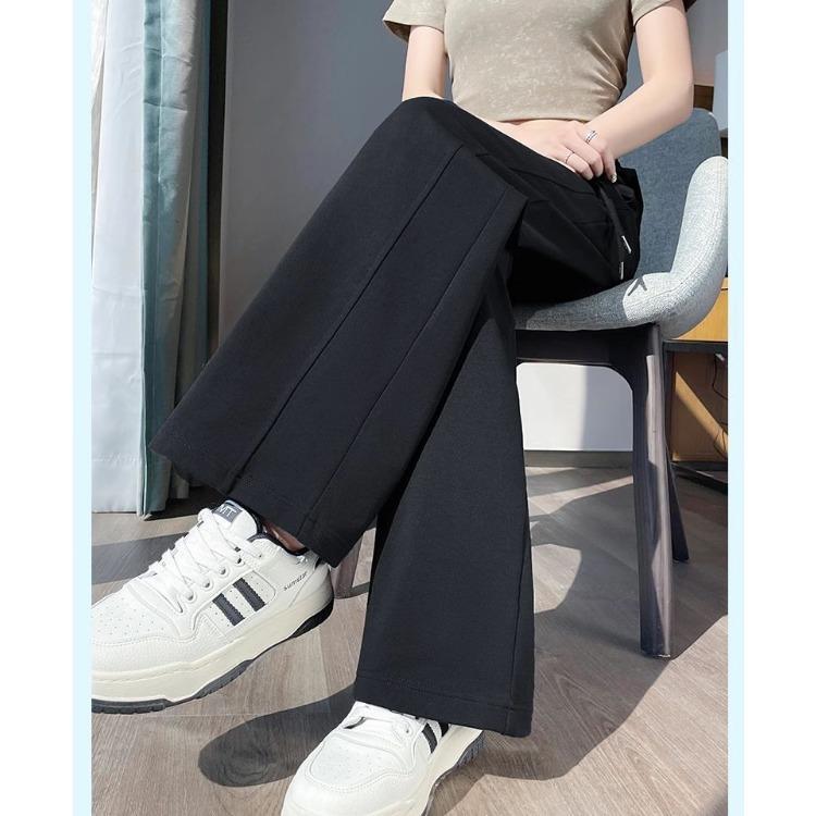 Pantalon de Sport d'Été Fin pour Femmes Pantalon à Jambe Large Décontracté Droit Long en Soie Glacée