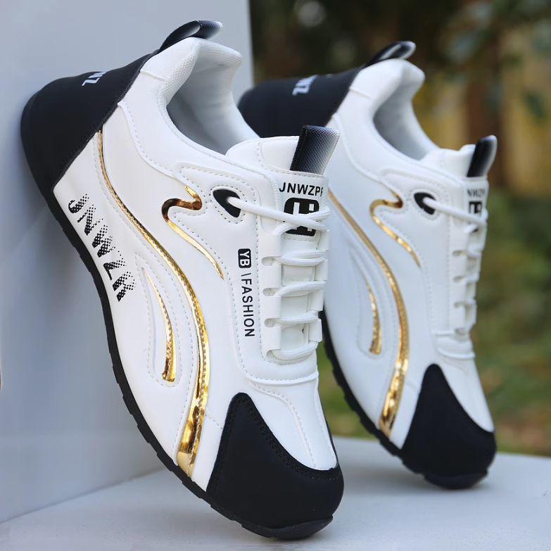 

Men s Versatile Leather Sneakers: Soft Sole, Non-Slip, Wear-Resistant, Trendy Casual Skate Shoes for Spring and Autumn. White Black X-268