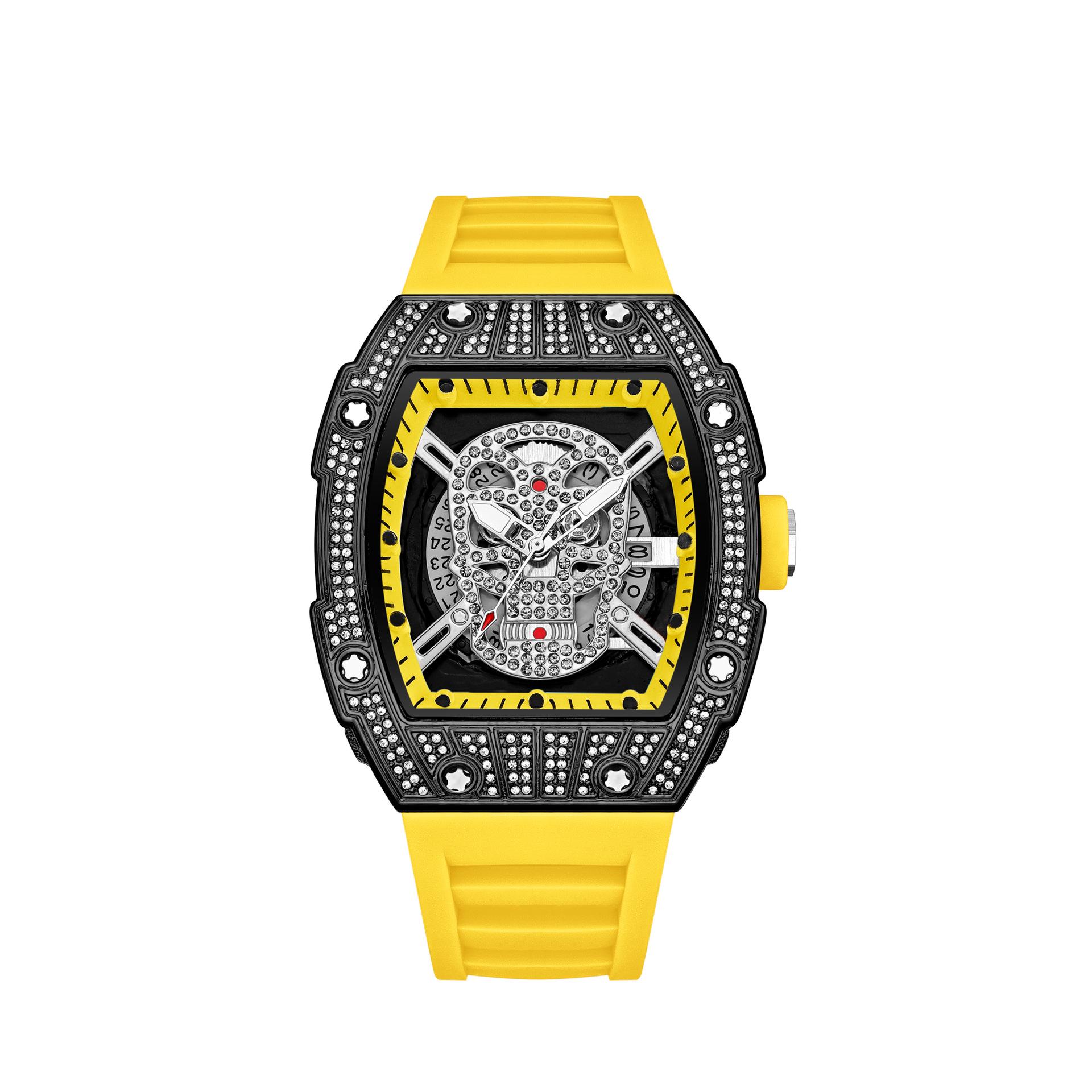 

Мужские модные наручные часы Zido с бриллиантами, светящиеся, золотистые, с головой призрака Watch Only