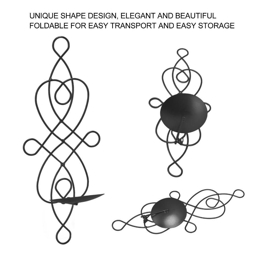 

2pcs Chinese knot Metal Candle Holder White Gold Black Foldable Candle Sconce Wedding Party Décor чёрный