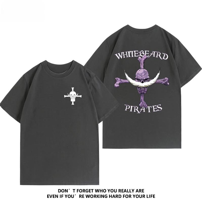 Men Women's Cotton Anime T-shirt One Piece White Beard Graphic Print O-Neck Summer Y2K HarajukuTee Passion Anime Top