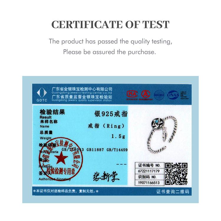 WOSTU 925 Silver DreamCatcher Hollow Star Turquoise Delicate Simple Hypoallergenic Statement Ring Jewelry Gift