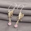 Rose Chalcedony Stone 925 Silver Sisters Day Elegant Dangling Wife Gift Earrings EE-148-6