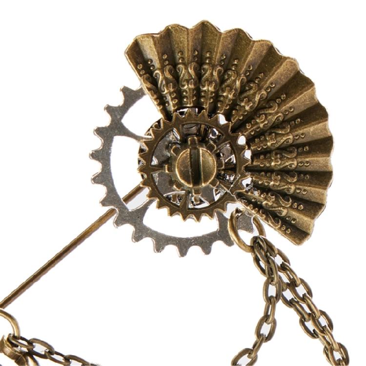Mechanical Gear Brooches Wedding Lapel Pin Suit Pin Elegant Gear Chain