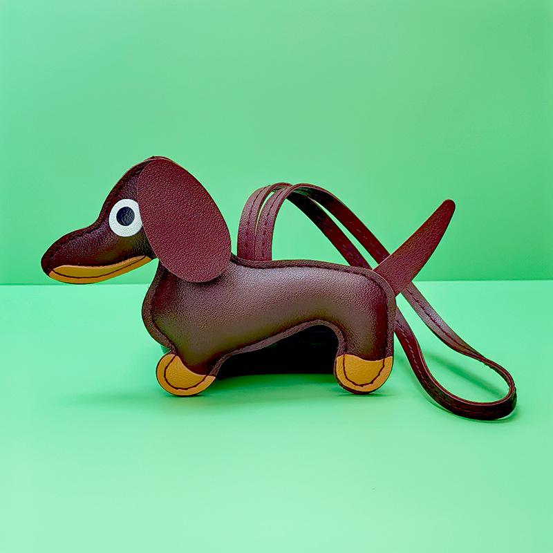 Dachshund Pendant Leather Bag Charm - Cute Cartoon Ornament