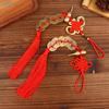 Chinese Feng Shui Coin Hanging Ornament with Gourd & Red Tassel,Traditional Coins String for Wealth & Good Luck Decor
