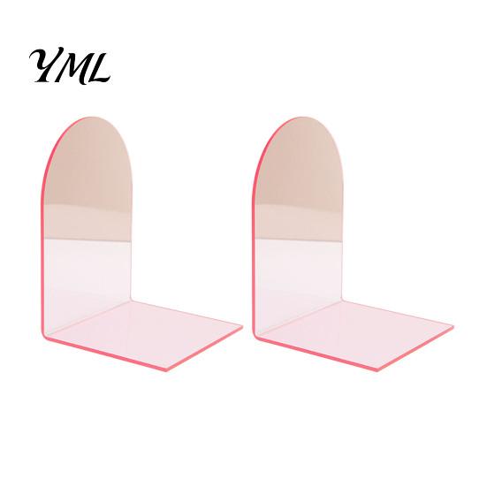 Non Scratch Book Ends for Bookshelves 1 Pair Acrylic Bookends, Clear Holders Shelves, Decorative Arch Desktop Stand School Stopper, Bookshelf