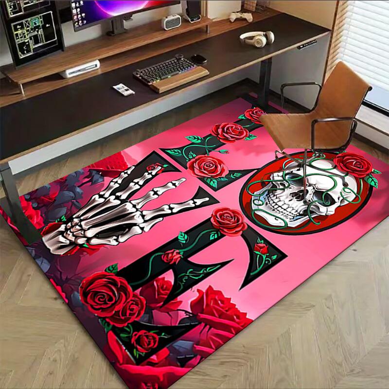 1PC Love Skull Extra Large Non Slip Floor Carpet, Office, Family, Studio   Large Area Rug Indoor Rugs, Bold Statement Piece