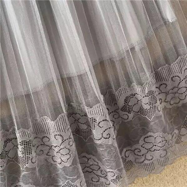 Mittellanger Garnrock für Damen, elastische Taille, bedruckte Spitze, hohe Taille, A-Linien-Rock, Faltenrock, Arbeit, Reisen