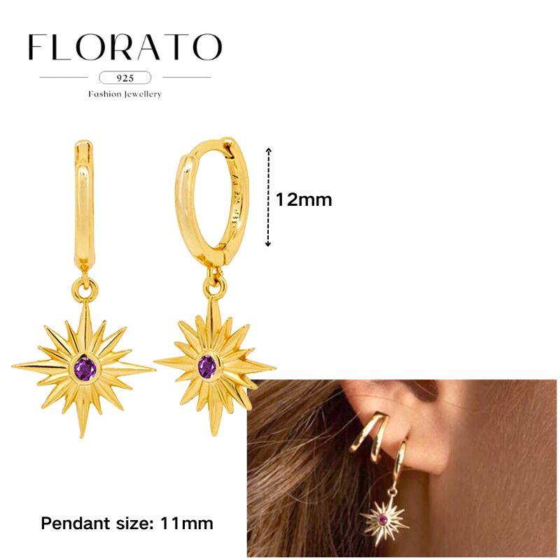 Evil Eye 925 Silver Ear Needle Exquisite Shell Zircon Retro Geometric Pendant Earrings for Women Fashion Party Jewelry