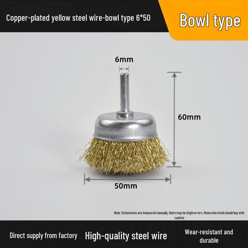 T-Shaped Electric Wire Brush with Handle for Rust Removal and Metal Cleaning - 6mm Handle