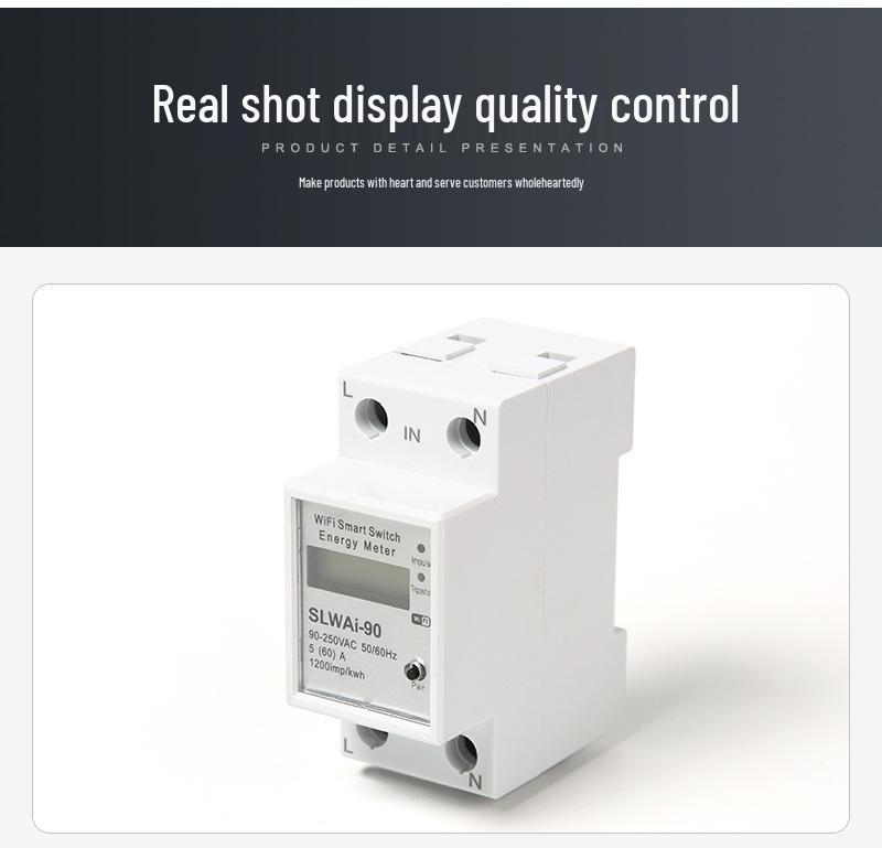 Tuya Smart WiFi 220V Multifunctional Digital Electricity Meter with Remote Control and DIN Rail Mount