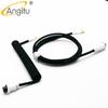 Premium Hand Make USB Type C Data Cable GX16 Black Aviator Spiral USB Coiled Keyboard Cable