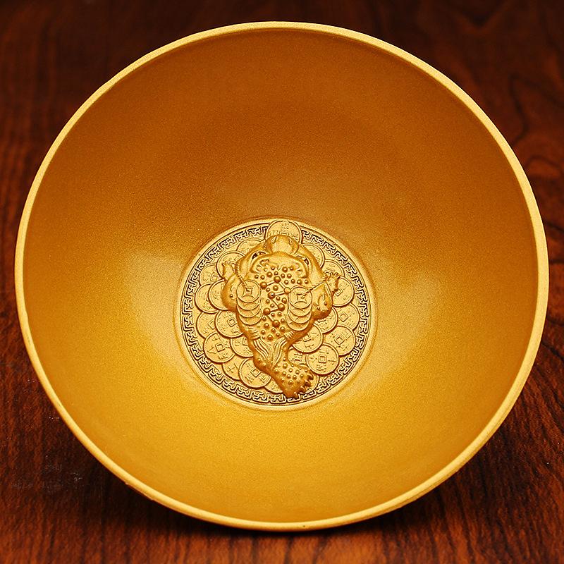 Blessing Bowl Golden Spiritual Decorative Fu Bowl Ornament Wealth Attracting Bowl Desktop Decoration Collection Bring Good Luck