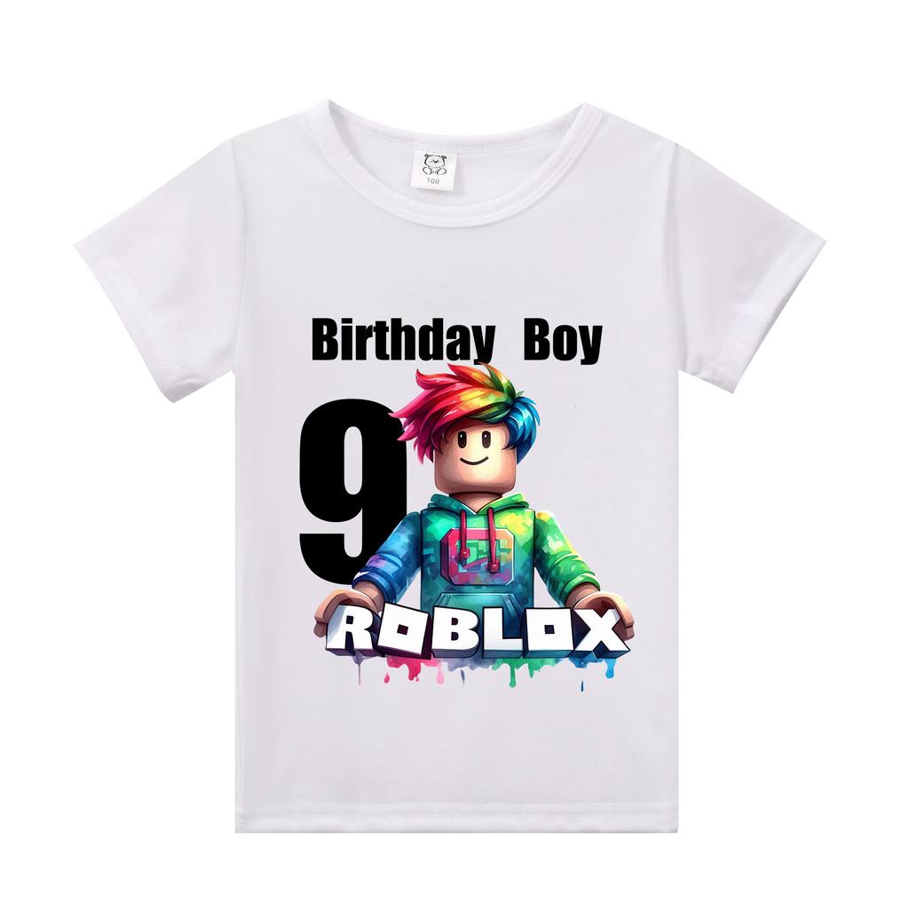 New Roblox Children T Shirts Cartoon Birthday Number Graphic T-shirts Boys Girls Casual Short Sleeves Tops Summer Kids Clothing