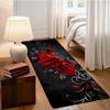 Non-slip Washable Black Red Rose Runner Rug for Kitchen Bedroom Gothic Decor