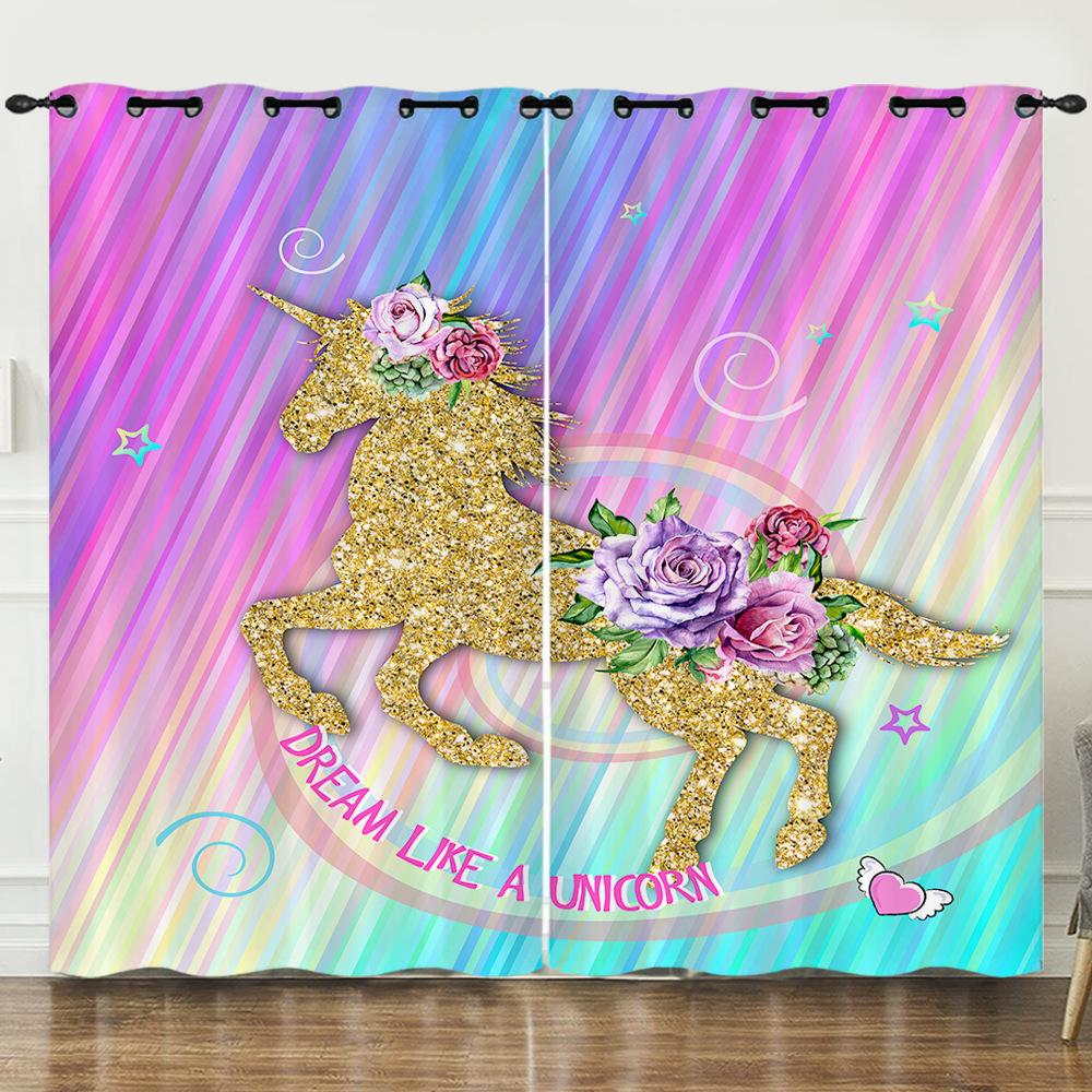 Curtain Graffiti Flowers And Plants 3D Digital Printing Blackout Curtain Punching