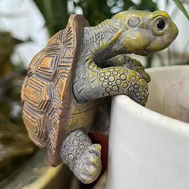 Gartencharme Realistische Schildkröten Blumentopfhänger Harzfigur Statue Hängender Schmuck für Terrassen und Zaun Aquarien Dekorationen