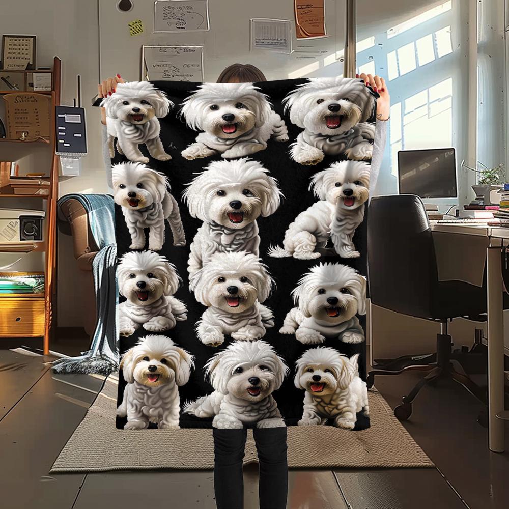 1Pc Bulldog Doberman Print Flannel Blanket, High Quality Comfortable for All Seasons, Home Decor, Warmth and Comfort, Perfect for Christmas Gifts