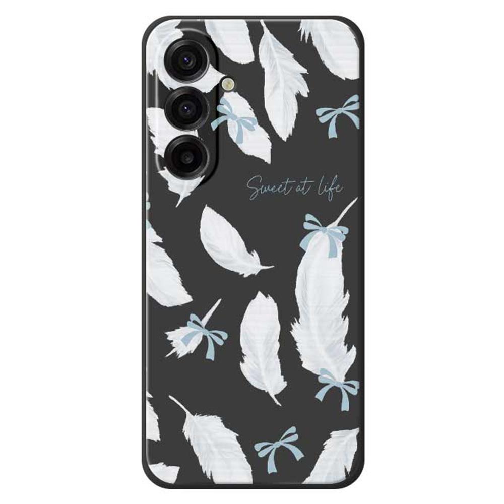 For Samsung Galaxy A17 5G Case White Feathers Pattern Printing Straight Edge TPU Phone Back Cover