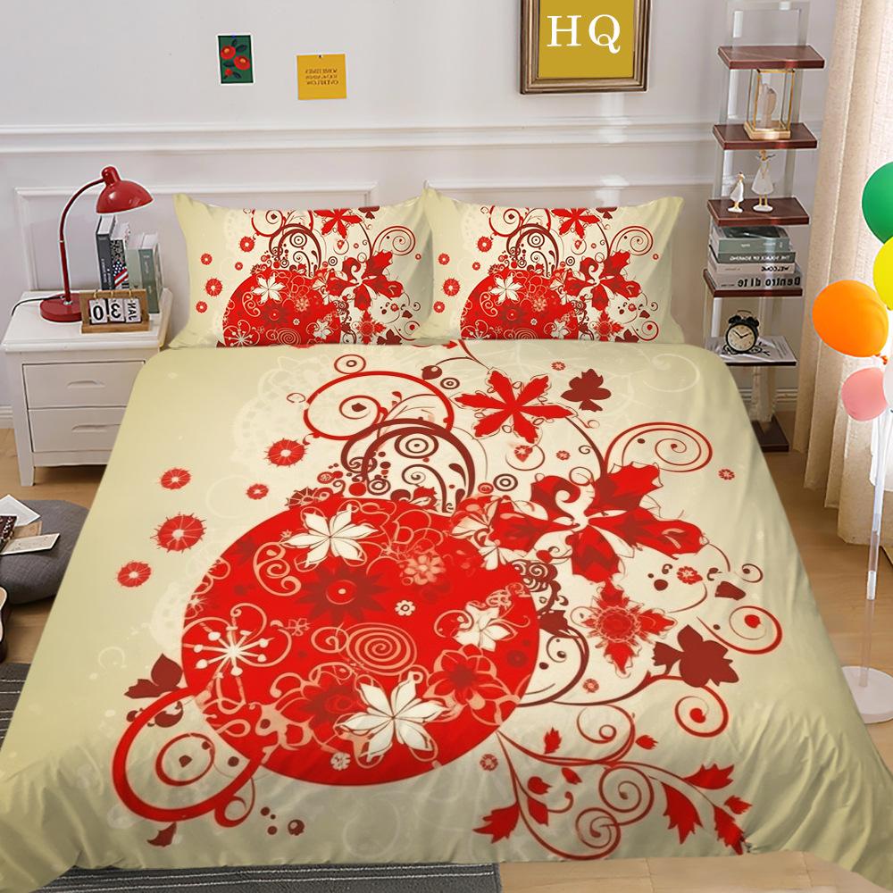 Christmas Digital Printing 3D Printing Polyester Pillowcase Quilt Cover Two Or Three-Piece Set